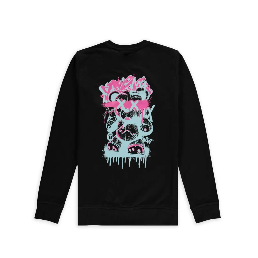 Aspact Black Graffiti Sweater - Urban Streetwear Pullover with Artistic Design