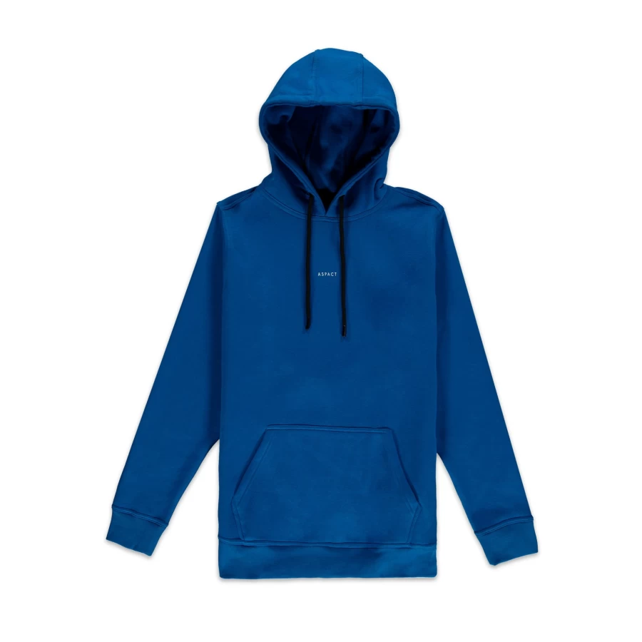 Aspact Classic Blue Hoodie with Back Logo - Men's Casual Pullover Sweatshirt
